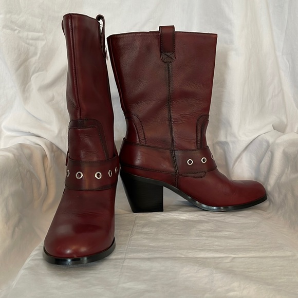 Harley-Davidson Women’s Leather Boots Size 8 in Deep Red - Picture 2 of 10